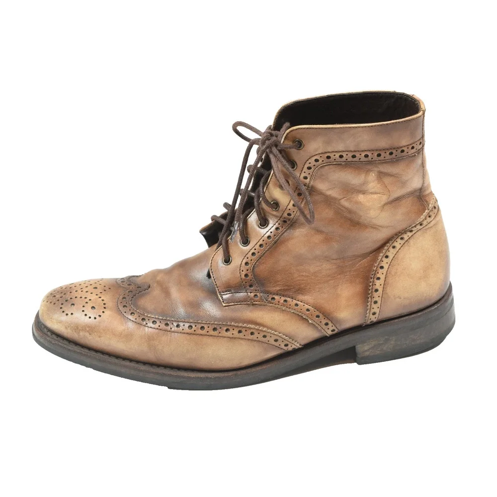 Thursday Boot Co Wingtip Boots Mens 9.5 Brown Leather Burnished Lace-Up